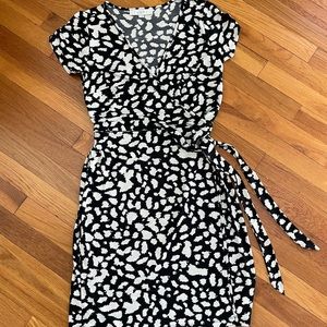 Loft Black & Cream Wrap dress